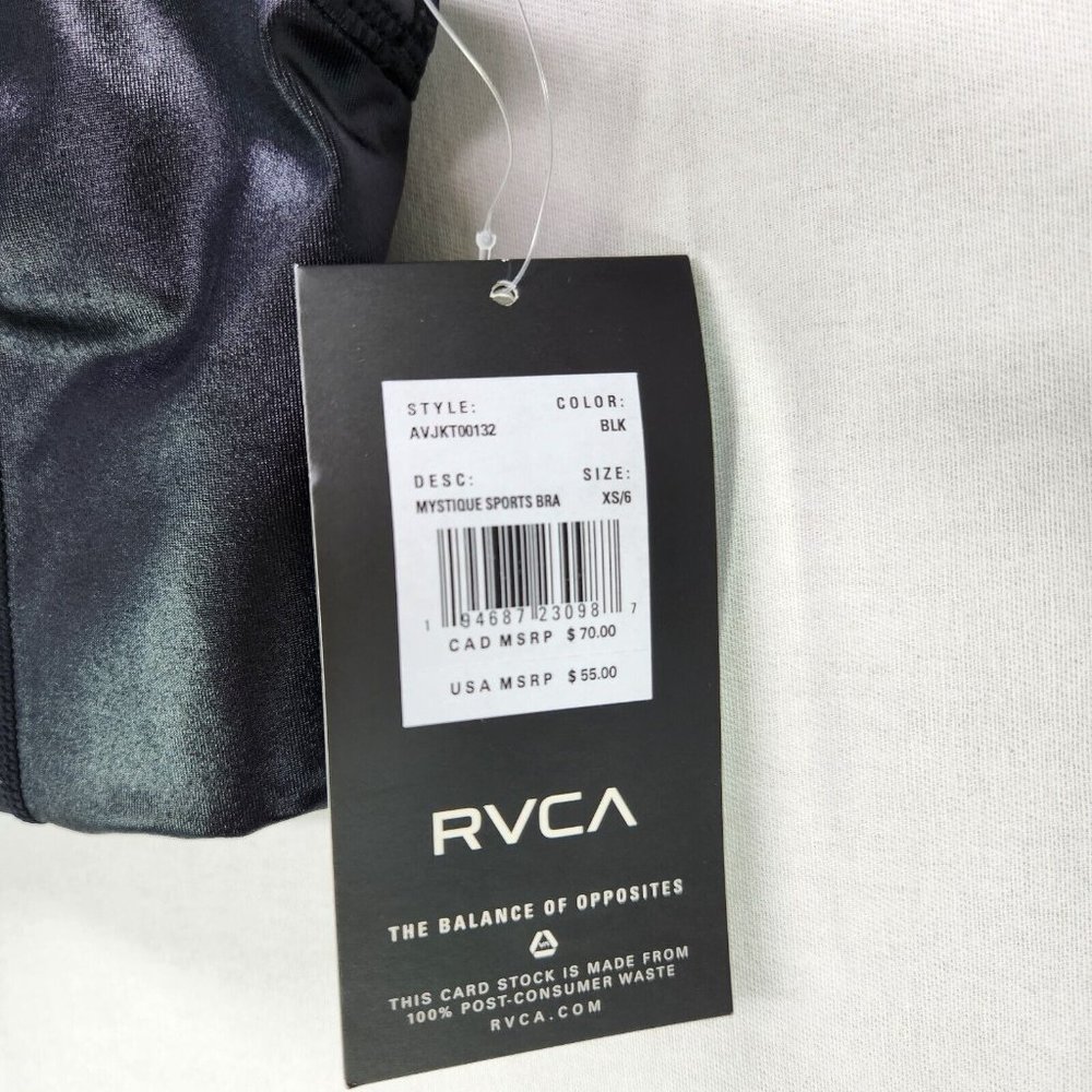 RVCA Sports Bra Adults XS Slick Black Matte Shine Womens New - Picture 8 of 10